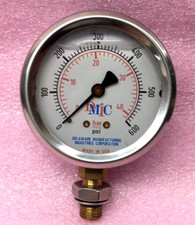 DMIC C25SGSB09S Liquid Filled Pressure Gauge 0-600 Psi 2-1/2" Face Bottom Mount