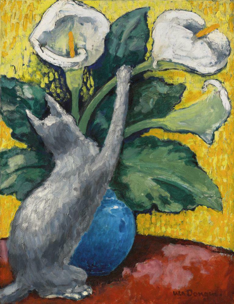 Cat Playing with Flowers by Kees van Dongen – 1906 Fauvist Still