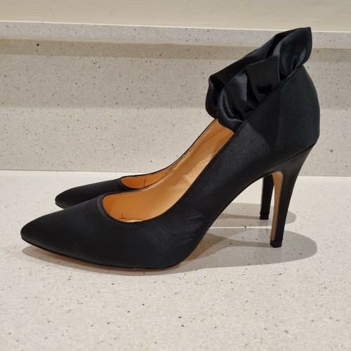Pour La Victorie Size 10 Black Satin Sexy High Heels - Picture 3 of 8