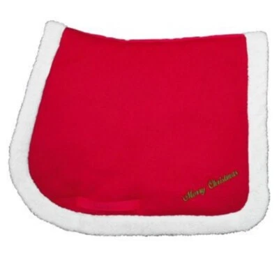 EQUITHEME Schabracke Weihnachten Christmas Satteldecke rot mit weißem Plüschrand WB VS