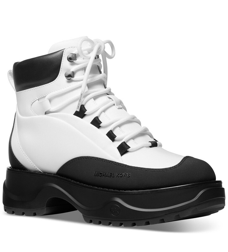 (取寄) マイケルコース レディース デュプリー ハイカー ブーティ MICHAEL Michael Kors women Dupree Hiker Bootie Black/Optic White Michael Kors Women's Dupree Lace Up Hiker Boots Black/Optic White