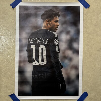 Neymar Jr - Paris Soccer   Poster Canvas Wall Art   12x18 inch Unframed