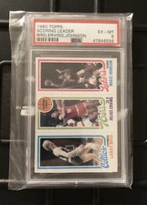 1980 Topps Larry Bird Magic Johnson RC PSA 6 Julius Erving Scoring Leader HOF