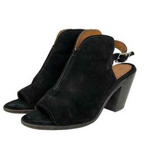 NEW Frye Courtney Suede Leather Slingback Heeled Mule Black Open Toe Shoe 10