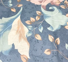Cohama  1988 Home Fabric Large Floral Blue/Peach Screen Printed  By the Yard 56W