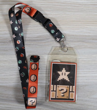 Super Mario Coins Neck Lanyard ID Badge Holder Keychain Nintendo Stars Block