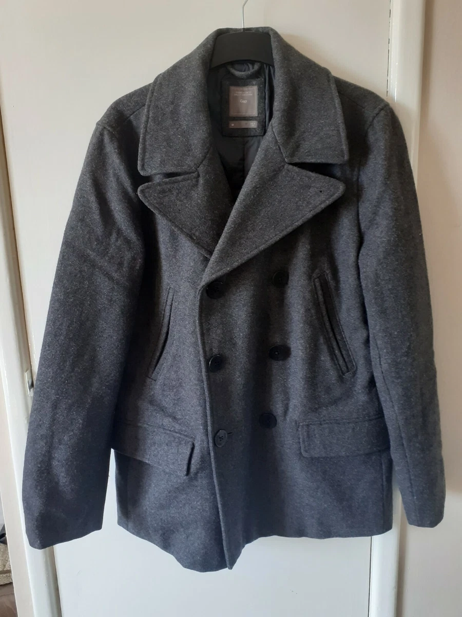 Gap Men s Heavy Woollen Pea Coat Size M BLU372 eBay