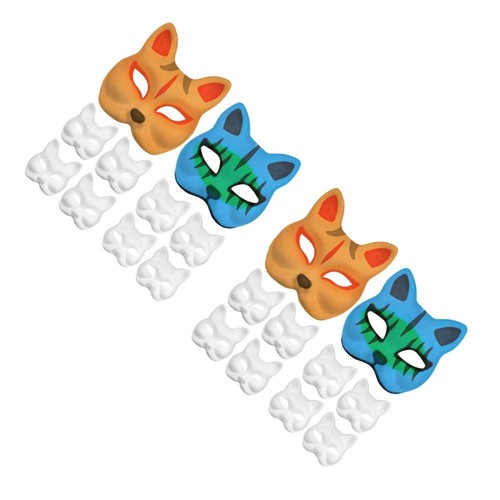2 Count Malvorlagenset Fräulein Kind Diy Weiße Papier Bemalbare Tiermaske - Afbeelding 10 van 12