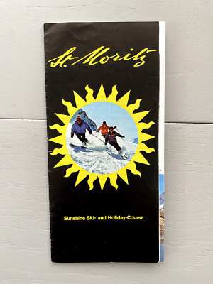 Konvolut Faltblatt Karte: St. Moritz Karte Skigebiet-Pisten-Dokumentation 1966