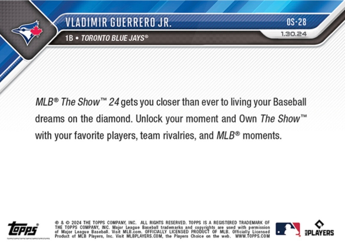 2023 TOPPS NOW CARD THE SHOW 2024 COVER BLUE JAYS VLADIMIR 2023 TOPPS NOW CARD THE SHOW 2024 COVER BLUE JAYS VLADIMIR