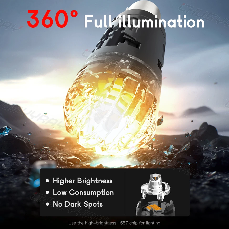 2x 1157 LED Intermitente Bombillas Delanteras Ámbar Kit Para Nissan 240SX 1990-1994 Foto 3 de 4