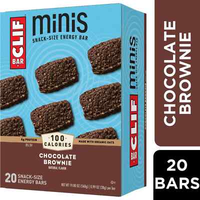 CLIF BAR Minis - Chocolate Brownie Flavor - Made with Organic Oats - 20 Bars
