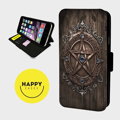 CELTIC PENTARGRAM EDELSTEIN - Kunstleder Klapp Handy Hülle Cover - iPhone/Samsung