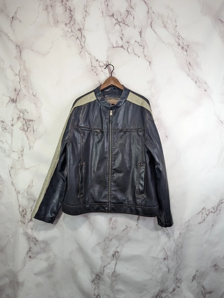 Vintage Arizona Jacket Mens Large Faux Leather 90s Black Moto