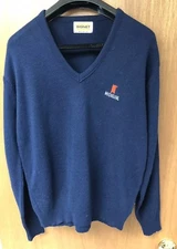 Vintage Mens Michelob Sweater Medium Made In USA 70s Navy Blue Beer V Neck