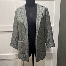 Brushed Knit Blazer Gray Heather Unbranded, Cuffed Sleeve Women's Medium