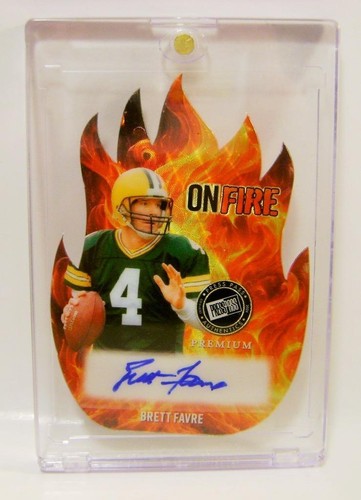 BRETT FAVRE TRUE 1/1 AUTO ON FIRE DIE-CUT LEAF PRESS PASS FOOTBALL 2024