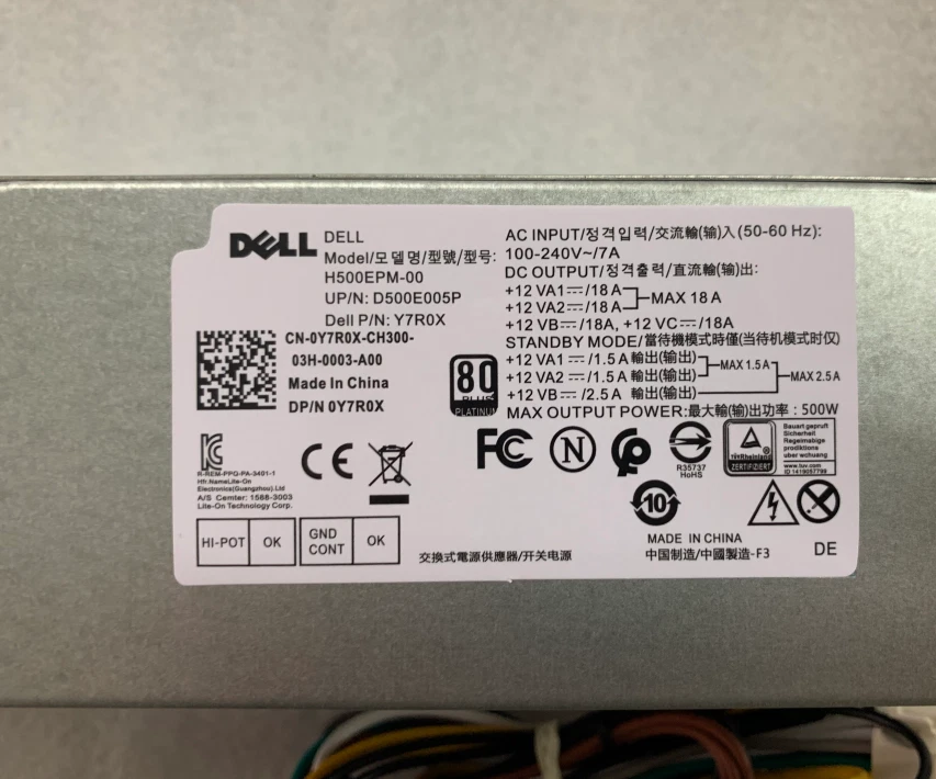 Neu Dell 7080MT 7060 5060 G5-5090 Netzteil 500W 5K7J8 Y7R0X D500EPM-00 - Bild 3 von 4