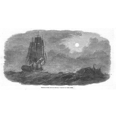 INDIEN Schiffswrack im Golf von Bengalen - antiker Druck 1854
