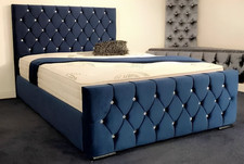 Luxury Florida Bed Frame Plush Velvet Upholstered Ottoman Gas Lift Storage 4FT6
