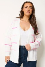 Image of Yours Curve Women's Plus Size Stripe Knitted Cardigan