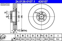 2X Bremsscheibe ATE 24.0136-0107.1 FüR Audi A6 4F5 4F2 C6 Avant Quattro