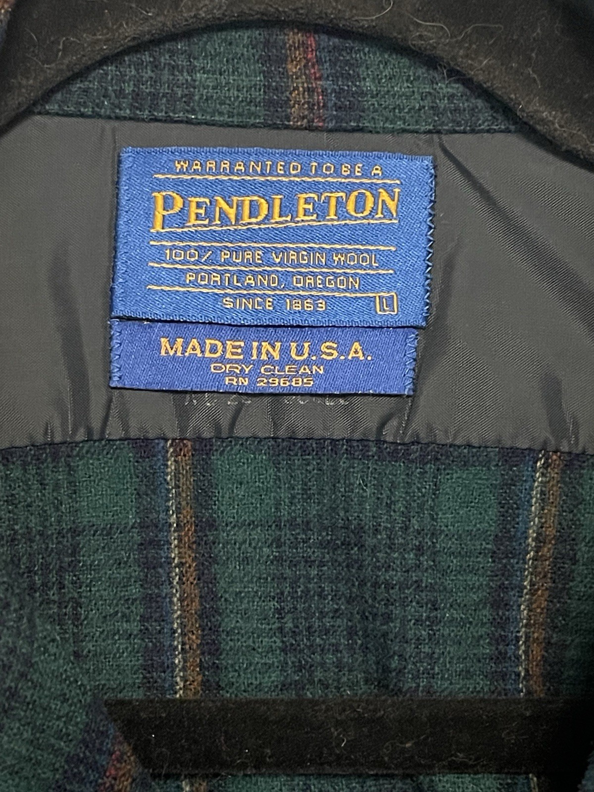 Pendleton Wool Flannel, Green Plaid Button-Up Shi… - image 3