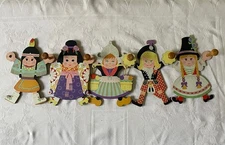 Vtg Dolly Toy Tidee-Ups Friendly Pals Peg Clothes Rack Dutch Girl Boy Indian