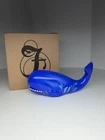 Fenton Blue Glass Whale, Hand Painted PNWFA '04 Special Edition