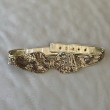 Vtg 70  s Gold Metal Mesh Corset Style Bow Shape Belt Rhinestones Size M EUC