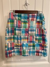 Talbots Petite Size 6P Patchwork Madras Plaid Mini Skirt Cotton Lined Preppy