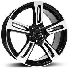 Alloy Wheels 16" Romac Edge Black Polished Face For VW Corrado 5 Stud 92-95
