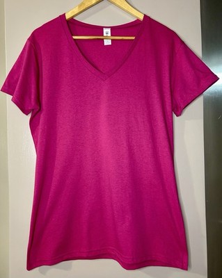 Delta Women s V-Neck Hot Pink Size: XL Blank T-Shirt