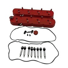 1 SET Engine Valve Covers Cast Aluminium Red Tall Chevy Valve Covers with
