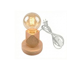 LAMPADA DA TAVOLO LEGNO E27 BASE PORTALAMPADA DESIGN MODERNO COMODINO ET-31635