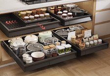 4 Pack Pull Out Cabinet Organizer with Raising Pad for Framed Cabinets,Expandabl