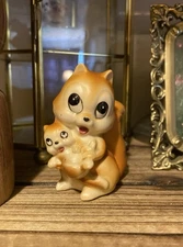 Vintage Lefton Mini Squirrel And Baby Figurine