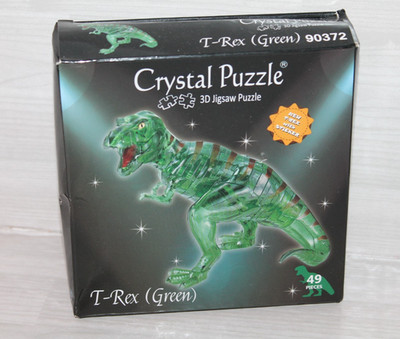 Crystal Puzzle Green T-Rex Dinosaur 3D Jigsaw Puzzle (49 Pieces) Jeruel Inc NEW