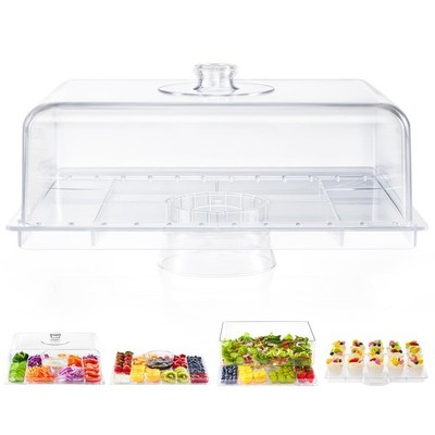 Cake Stand with Lid-Extra Large 17'' Rectangular Cake Holder,8-in-1 Multi-Func...