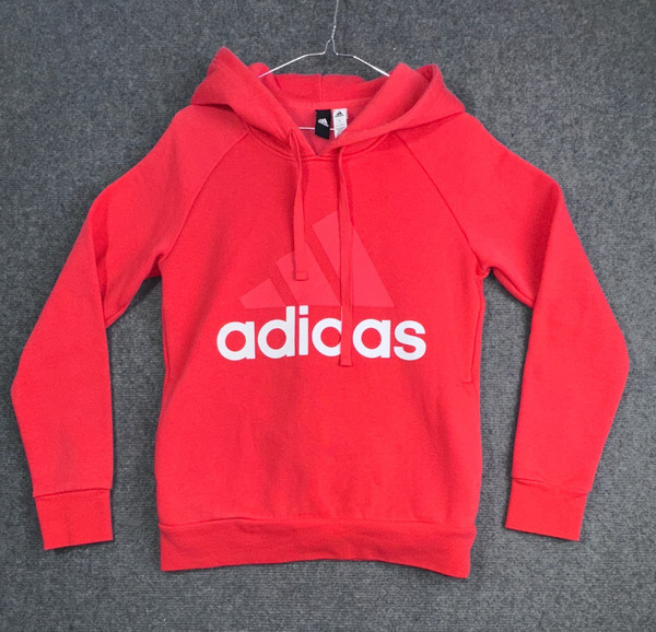 Adidas Hoodie Women's SMALL Red Fleece Pullover Jumper