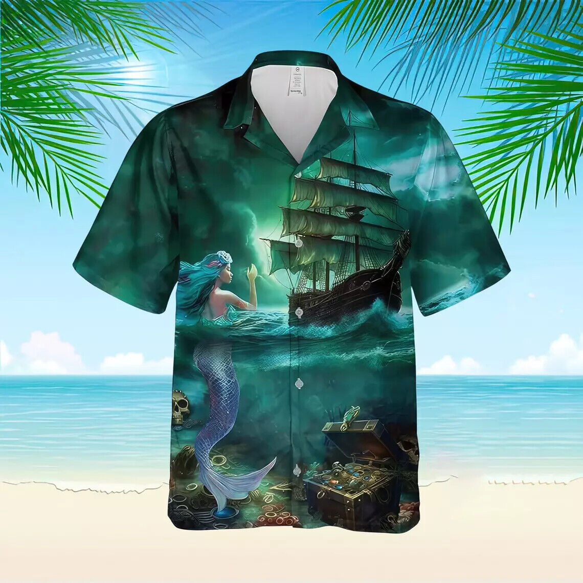 Mermaid pirate Hawaiian Shirt, Short Sleeve Summer Shirt For Men
