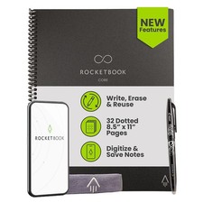 Rocketbook Core Smart Notebook 8.5" x 11" Dot-Grid Ruled 32 Pages Black