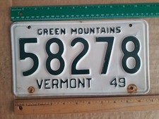 License Plate, Vermont, 1949, Passenger, Green Mountains, 58278