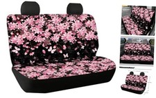 Car Rear Seat Covers for Women Fashion Auto Pink Cherry Blossom Butterfly