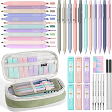 39 PCS Aesthetic School Supplies with Cute Pencil Case, 12 Color Pastel Highligh