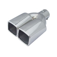 1pc Car Exhaust Muffler Tip Dual Square Tail Pipe Stainless Chrome 2.5 Inlet Us