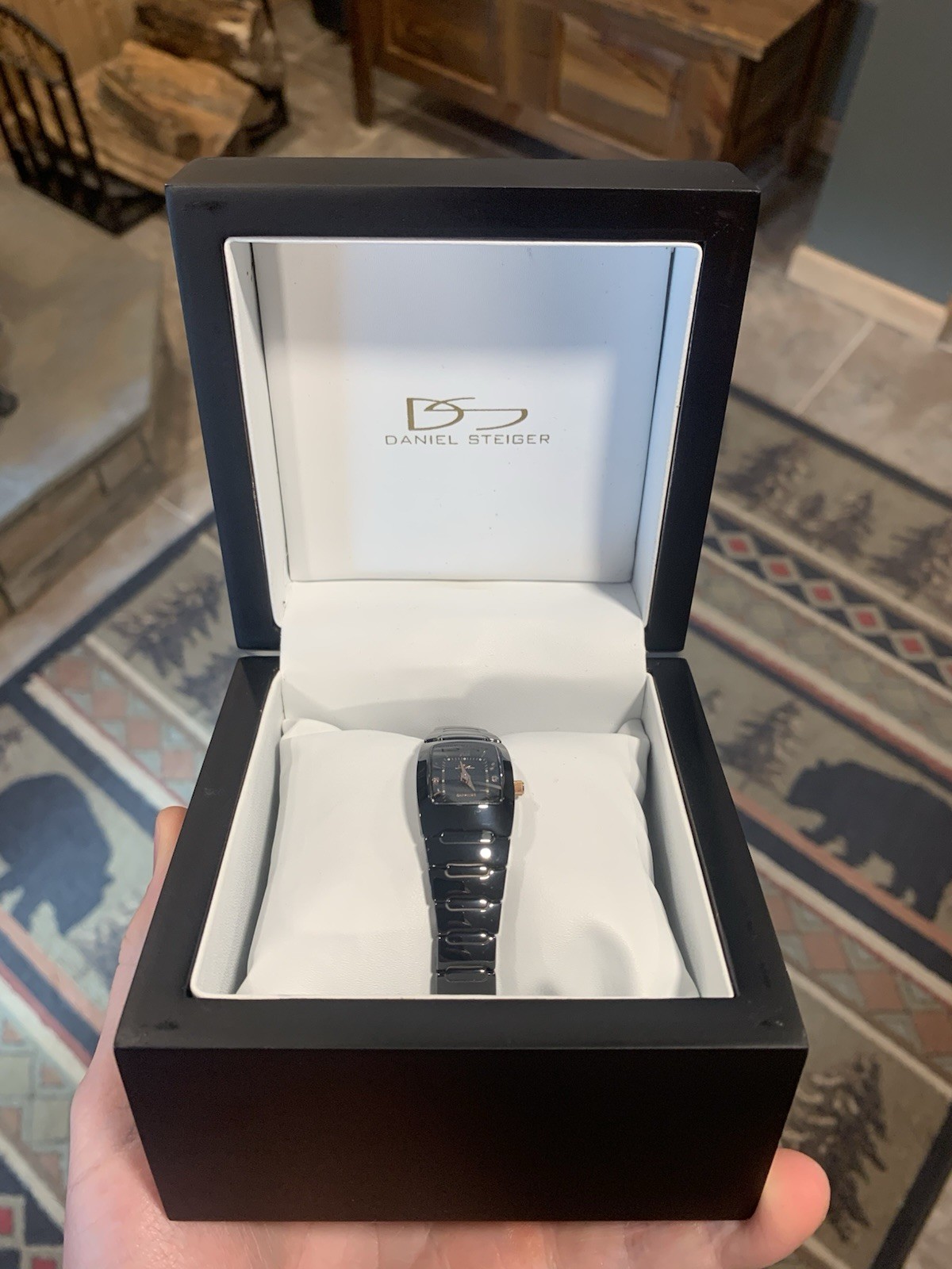 Daniel Steiger Black Ceramic Rectangular Watch Qu… - image 1