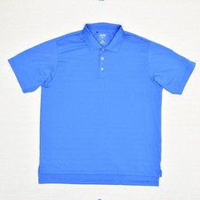Adidas Men Polo Shirt Short Sleeve Solid Polyester Blue Size L Climalite Golf
