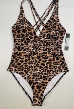 Catherine Malandrine Large One-Piece Leopard Print Swimsuit Resort New MSRP $120