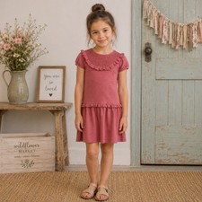Janie Jack Rose Knit Short Sleeve Sweater Dress 12